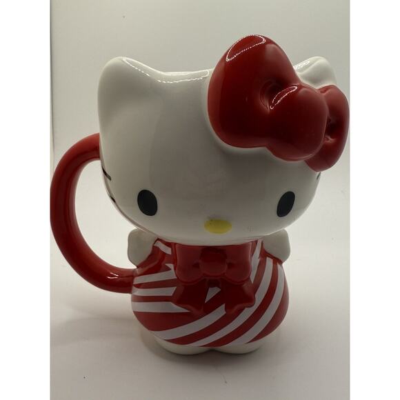 Hello Kitty Other - Sanrio Hello Kitty Candy Cane Dress 3D Sculpted Ceramic Mug | Holds 20 Ounces